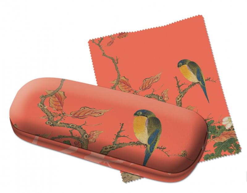 Glasses case incl. glasses cloth: Album of birds and flowers (rood), Hu Feitao, Chester Beatty