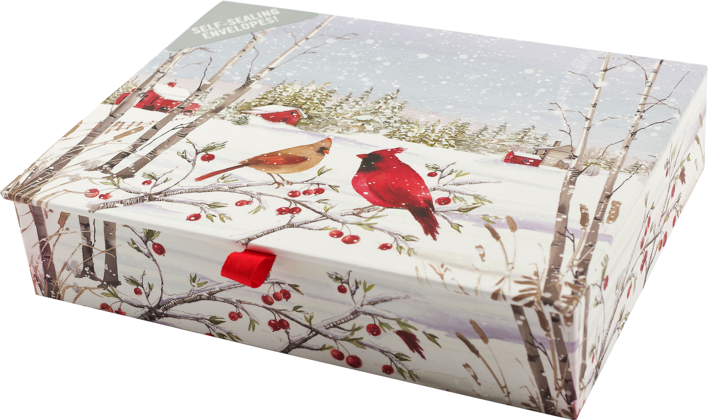 Cardinals in Winter Deluxe Boxed Christmas Cards