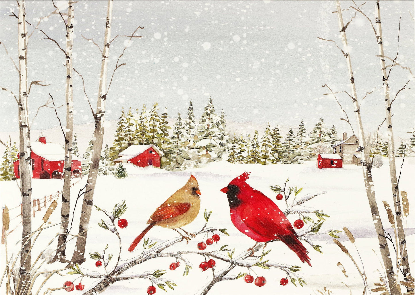 Cardinals in Winter Deluxe Boxed Christmas Cards